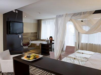 Luxury room with canopy bed, jacuzzi and panoramic view in Hotel Ozon - Hotel Residence Ozon**** Matrahaza - Discount wellness hotel with half board in Mountain Matra